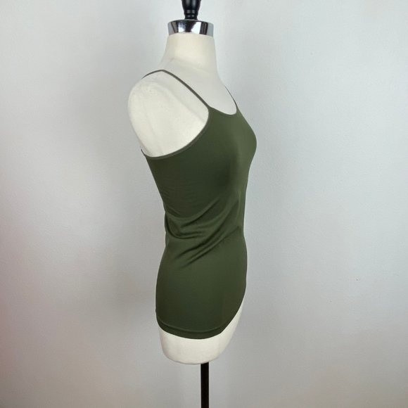 Colorful Army Green Tank Top Seamless Basic Nylon Top One Size w Stretch Sm-Med - Picture 6 of 8